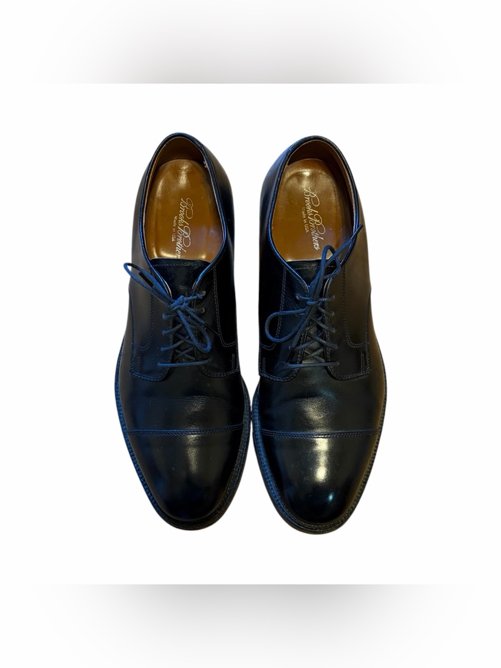Brooks Brothers Black Cap Toe Oxford Leather Dress Shoes 9 D Made in USA - Picture 6 of 8